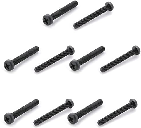 MroMax M4 x 30 mm Gewinde, Kunststoff, Kreuzschlitz, Maschinenschrauben, Schrauben, schwarz, 50 Stück