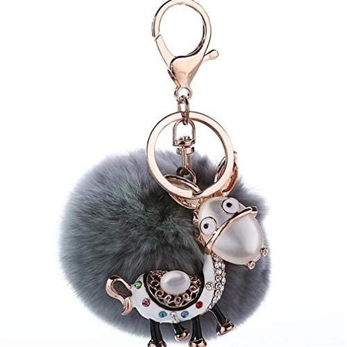 Keychain Schöne Autoschlüssel Pferd Strass Metall Schlüsselanhänger glänzendem Taschenanhänger Auto-Anhänger Weich Schlüsselring Handtaschenanhänger Dekor Glücksbringer Geschenk (Grau)