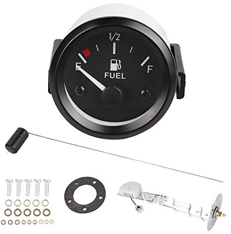 Hlyjoon Medidor de nivel de combustible para automóvil de 2 pulgadas y 52 mm, Medidor de nivel de combustible para combustible con sensor de combustible E-1/2-F Indicador de puntero Accesorios de repu