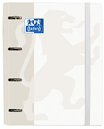 Carpeta con Recambio Oxford, Tapa Extradura A4+ con Recambio 100 Hojas, Cuadrícula 5x5, Color Blanco, 400132987, Europeanbinder