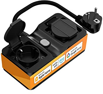 Presa WiFi Esterna Multipresa Intelligente Outdoor Smart Plug IP44 Anti-Spruzzi, Funzione Timer, Compatibile con Apple Homekit, Amazon Alexa, Google Home, Controllo Remoto via APP eHomelife