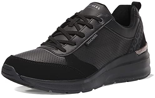 Skechers Billion Subtle Spots, Scarpe da ginnastica basse Donna, Black Duraleather Black Leopard Trim, 38 EU