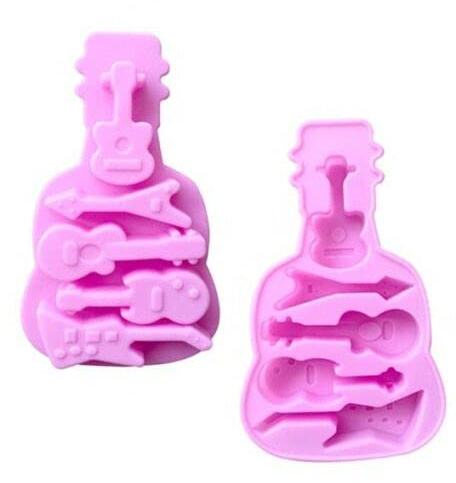 2pcs Guitar Silicone Mould Ice, Yoghurt, Candy, Sweet, Jelly, Wax, Chocolate, Muffin, Soap, Cake, Baking Mould