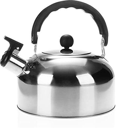 COM-FOUR® Hervidor de té 1,5 L - hervidor de acero inoxidable - hervidor de silbido para agua hirviendo - hervidor retro (1 pieza - 1,5 litros)