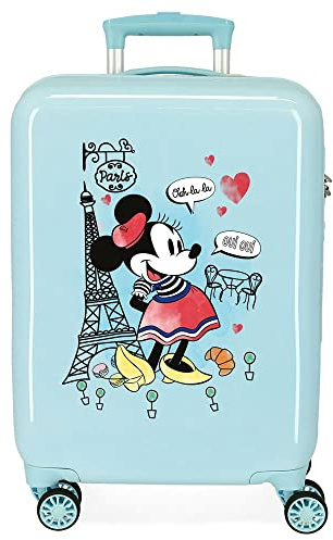 Disney Minnie Around the World Kabinentasche, Blau, 38 x 55 x 20 cm, starr, ABS, seitlicher Zahlenkombinationsverschluss 34 2 kg, 4 Doppelrollen, Handgepäck.