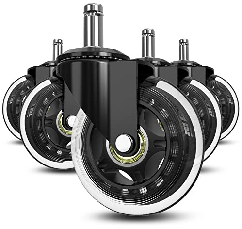 Soontrans Bürostuhl Rollen, 11mm x 22mm, Upgrade Ihren Bürostuhl, Kratzerfrei, Glattes & Leises Gleiten, Gummi Rollen für Bürostühle 5er (Transparent)