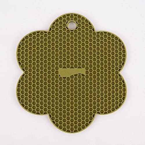 Kochblume Wabenuntersetzer Blume | Premium-Silikon & BPA frei| Hitzebeständig | Spülmaschinenfest | 19cm | Farbe: Olive