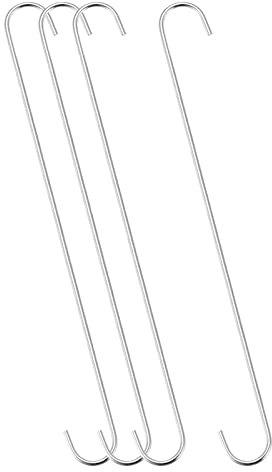 sourcing map S Colgantes Ganchos, 16 Pulgadas/400mm Extra Largo Acero Colgador, Interior Exterior Usos para Jardín, Baño, Ropero, Taller, Cocina, Plateado Tono, 4uds