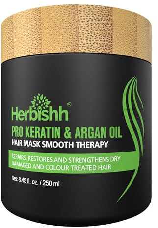 Herbishh Argan Hair Mask-Deep Conditioning & Hydration For Healthier Looking Hair for very Dry, Weak, Stressed Out Hair, No Sulphates, No Parabens (250)