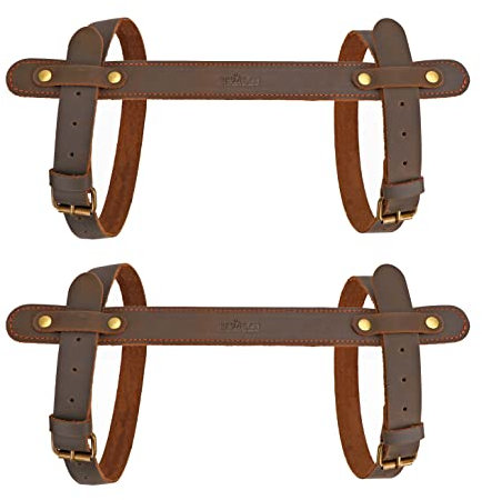 TOURBON - Cinghie per il trasporto di coperte da picnic, in pelle, per campeggio, festival, moto, colore: marrone
