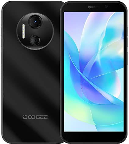 DOOGEE Android 12 Téléphone Débloqué X97 Pro, Helio G25 Octa Core 4Go+64Go, Double Caméra 12MP, 6,0'' HD+ Écran Smartphone, Dual SIM+SD (3 Emplacements), NFC GPS Déverrouillage du Visage Noir