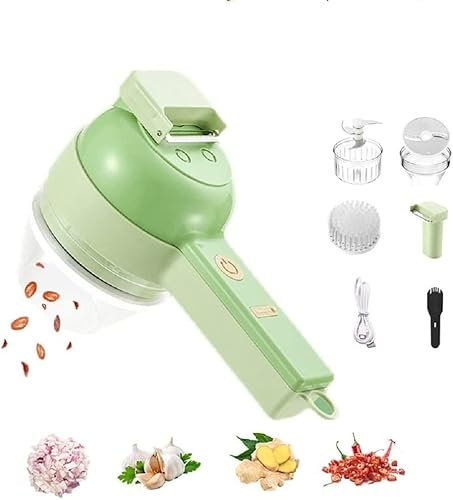YLFC 4 in 1 Portable Electric Vegetable Cutter Set | Portable Cordless Electric Chopper Vegetable Cutter | Veggie Food Chopper Slicer for Garlic Pepper Chili Onion Ginger Meat