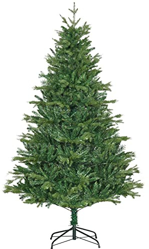 HOMCOM Árbol de Navidad Artificial 180 cm Ignífugo 1443 Ramas Verde | Hojas de PVC, Base Plegable, Soporte Metálico, Decoración Navideña, para Interiores