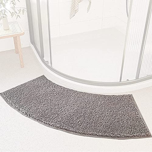 YZBBSH Curved Shower Mat 30 X 100 Cm Microfibre Corner Shower Mats Non Slip, Fluffy,Washable Curved Bath Mat,Corner Bath Mat Carpet for Luxury Quadrant Circular Shower (gray)