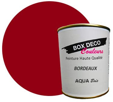 BOX DECO COULEURS Pintura mueble madera interior a base de acrílico aspecto mate Aqua Madera - 750 ml, Burdeos