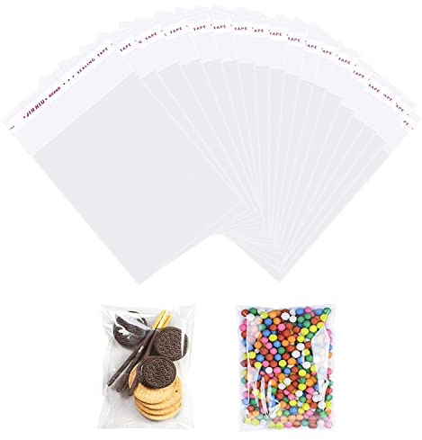 100 Stück kleine Zellophantüten, wiederverschließbare durchsichtige Zellophantüten, selbstklebende kleine Süßigkeitstüten für Kekse, Süßigkeiten, Schmuck, Geschenke und Haarnadeln (6x8cm/2.4x3.1inch)