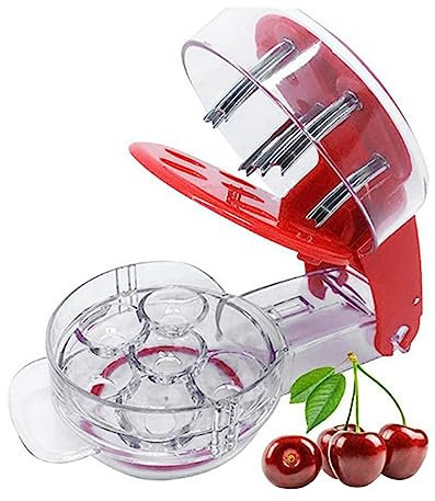 Novent Strumento per snocciolare Le Olive | Denocciolatore Multiplo Staccabile per 6 Ciliegie,Estrattore di nocciolo di Frutta, Strumento Portatile per Rimuovere nocciolo di Ciliegia per la Cucina
