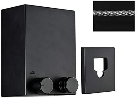 Ausziehbarer Einzel-Wäscheleine-Wäschetrockner aus Stahl für den Innen- und Außenbereich (Farbe: Schwarz) Decoration