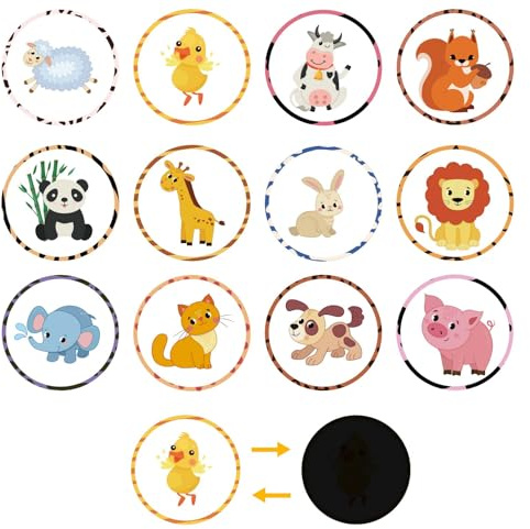 24 Blatt Aufkleber für das Töpfchentraining, 12 Stil Farbwechsel Pinkelaufkleber Niedlicher Cartoon Toilettenziel für Jungen Mädchen Kleinkinder (Tier Muster) | Changing Pee Stickers Cute Cartoon Toilet Target for Boys Girls Toddlers (Animal Style)
