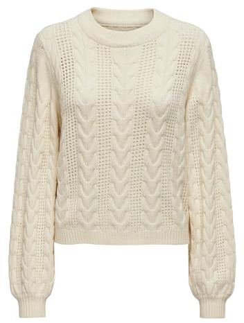 ONLY Suéter de Mujer Punto Cuello Redondo Manga Larga Ajuste Regular Top de Moda, Color:Gris-2, Talla:L