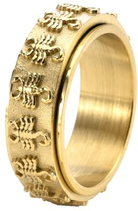 HIJONES Herren Vintage Skorpion Drehbarer Tierring aus Rostfreier Stahl Fidget Ringe Stressabbau Angst Geschenk