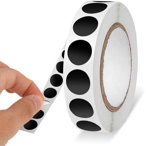 1,3 cm Schwarze runde Aufkleber, 1000 Stück Schwarze Punktaufkleber, Wasserfeste Kreisaufkleber, Farbcodierungsetikett für Büro, Geschäft, Zuhause, Klassenzimmer, Markierung