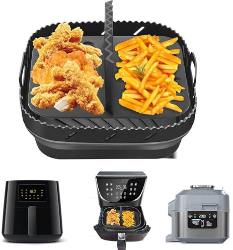 Hivio Airfryer Silikonform für Philips Airfryer XL 6.2L/Ninja Speedi ON400EU, Airfryer Zubehör Silikonform Heißluftfritteuse mit Trennwänden für COSORI Heißluftfritteuse 5,5L XXL