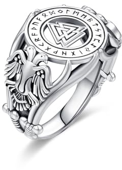 YueYuan Wikinger Ring 925 Sterling Silber für Herren | Rabe, Adler, Hamsa, keltischer Knoten, Berg oder Pixiu als Variante zu Geburtstag und Weihnachten