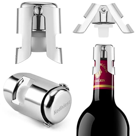 3-Pack Leak-Proof Champagne Bottle Stoppers, Stainless Steel Reusable Wine Stoppers, Vacuum Sealer for Fresh Sparkling Wine