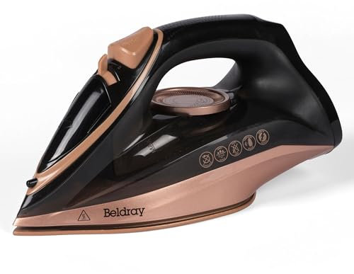 Beldray 2 in 1 Cordless Steam Iron - Use Corded or Cordless, 360° LED Charging Base, Ceramic Soleplate, Anti-Calc Function, 140g/min Steam Shot, 230ml Water Tank, 2600 W, Rose Gold