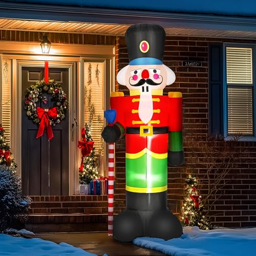 Solpex Weihnachten aufblasbare Nussknacker Soldat Dekoration, 240cm/8Ft Weihnachten Soldat Dekoration geeignet für Außen Weihnachtsfeier, Garten, Rasen, Terrasse Dekoration.
