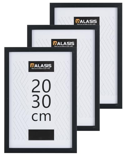 Walasis Bilderrahmen 20x30 Schwarz Rahmen 3er Holz Picture Frame | für Fotos, Bilder, Poster, Urkunden und Collagen