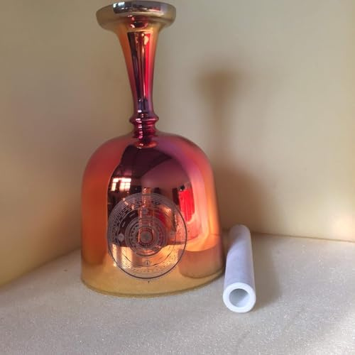 Calice da Canto in Cristallo di Colore Misto da 6,5 ​​4a ottava Circa con Design Intagliato Messa a Fuoco Divina, Chakra sacrale Perfetto Nota D per la Terapia del Suono Standard 432Hz.