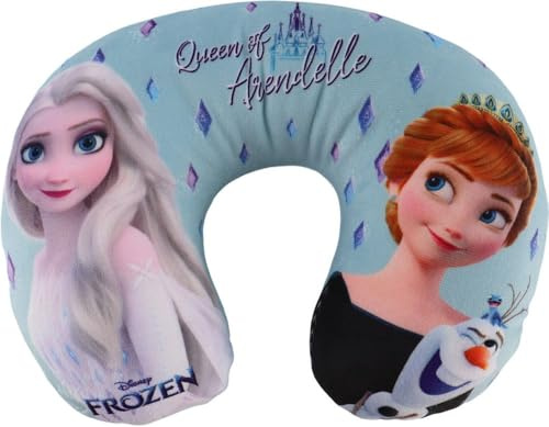 Tataway Almohada de Viaje Frozen Ice, Soporte para el Cuello Suave y cómodo con diseño de Disney Frozen, niños en Coche o avión
