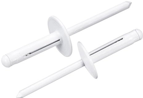 sourcing map 50 Stück 3/16 x 2,5 cm Aluminium-Nieten mit großem Kopf, Tri-Grip-Nieten, großer Flansch, Tri-Grip-Nieten für Heimwerker, Blech, Autoreparaturen, Möbel, Boote (weiß)