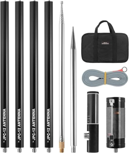 AURSINC JPC-12 antenner RF amatör 7-50 MHz, universell vertikal antenn 40–6 m (8 band, utomhus), 4,1 m (M10)