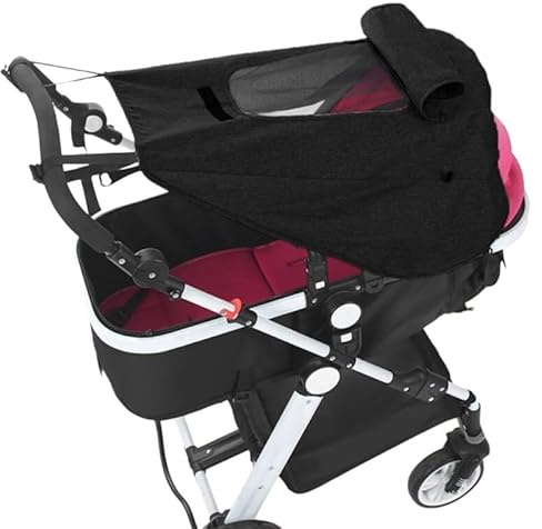 Waterproof Baby Stroller Sun Shade Stroller Shade Extender Canopy Pram Sun Protection UPF50+ Blackout Cover Shield Pushchair Baby Car Seat Strollers Awning Sunshade Extension with Viewing Window