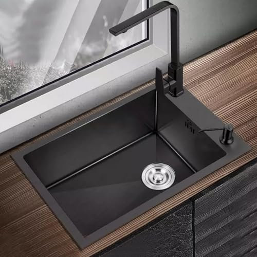 Lavello quadrato compatto da cucina, in acciaio inox, con rubinetto quadrato (32 x 32 cm), ideale per piccoli spazi, lavastoviglie e uso domestico