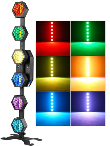 Luce di Lavaggio a LED da 300 W LED, Barra di Luce retrò Pixel a 6 Occhi con Base di Supporto e Striscia a LED incorporata - Effetto strobo, Luce DJ per Discoteca, Festa, Matrimonio, Eventi, Chiesa