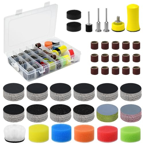 WEFHEF 268PCS Discos de Lijado de 25mm, Lijas para Lijadora 60-10000 | Redondos,para Herramientas de Amoladora Taladro, con Caja de Almacenamiento, para Pulir Madera, Metal y Resina