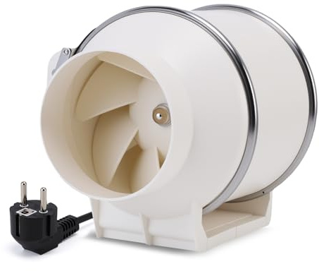 MEKOTRIN 100mm Ventilateur de Conduit, Extracteur d’Air en Ligne Puissant | 2 200 Tr/min 280 CFM, 100mm/4'' Extraction Salle de Bain, Cuisine et Garage, VMC Industriel Commercial et Résidentiel