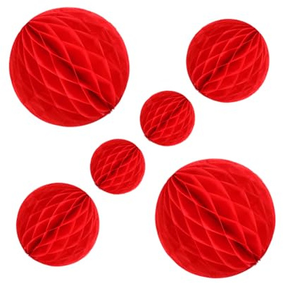 LOLIPPYY 6 Piezas Decoración de colgantes de bola de panal rojo papel de panal rojo bola de de boda de fiesta de colgantes