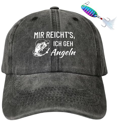 Angelzubehör für Angler Männer Fischerhut mit und 1 Fischhaken, Angel Zubehör für Männer Baseballcap Herren, Geburtstagsgeschenke für Mann, Angler Geschenke Vatertagsgeschenk für Papa Baseball Cap