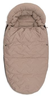 Jollein Fußsack Embossed – Milky Coffee – Für Buggy oder Kinderwagen – Weiches Fleecefutter – Komplett zu Öffnen – Waschbar bei 30°