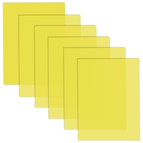 ZoZoMaiy 6 Pieces Gel Light Filter, Coloured Plastic Sheets for Lights, Yellow Lighting Gels Sheets, Correction Light Filters Film, for Photo Studio Strobe Flash LED Video Light DJ Light, 29.7x21cm