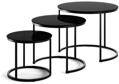 Vicco Couchtisch-Set Montreal, Glas, 55 x 55 cm | 3 Teile, platzsparend klappbar und vielseitig kombinierbar