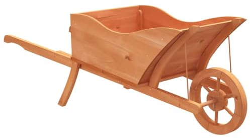 Generico Fioriera a Carriola 128x45,5x43 cm in Legno Massello di Abete,Casa e Giardino,Prato e Giardino,Giardinaggio,Attrezzi da Giardinaggio,Carriole,Marrone,3.9 kg,364229