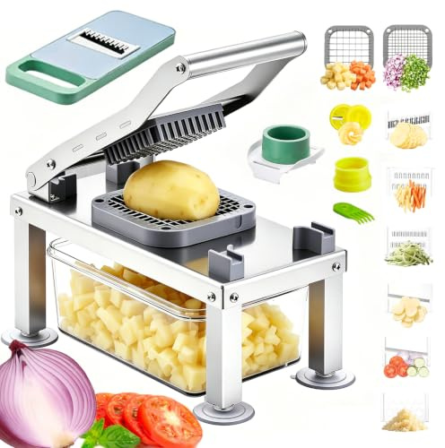 Tatqilo Stainless Steel Vegetable Chopper, Veggie Chopper with 9 Blades | Veg Salad Onion Dicer with 1.4L Container, Food Cutter & Mandoline Vegetable Slicer, Safety Hand Guard Kitchen Gadgets & Gift