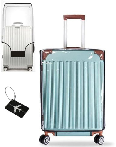 MosaiRudo Fundas Transparentes De PVC Impermeables Para Maletas, Con Protectores De Etiqueta, Protección Transparente Para Equipaje De Viaje Para Maletines De Rueda (Thick 0.2mm, 22inch)