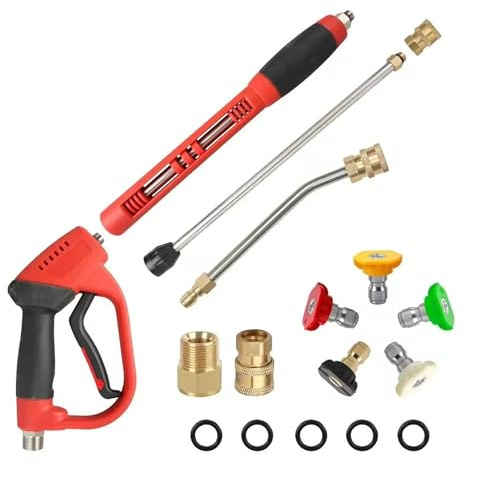 Lanza Hidrolimpiadora, Pistola para Hidrolimpiadora, Pistola para Hidrolimpiadora con 5 Boquillas de Pulverización, 345 bar (5000 PSI), Conexión M22,para Ventanas, Coche, Hogar